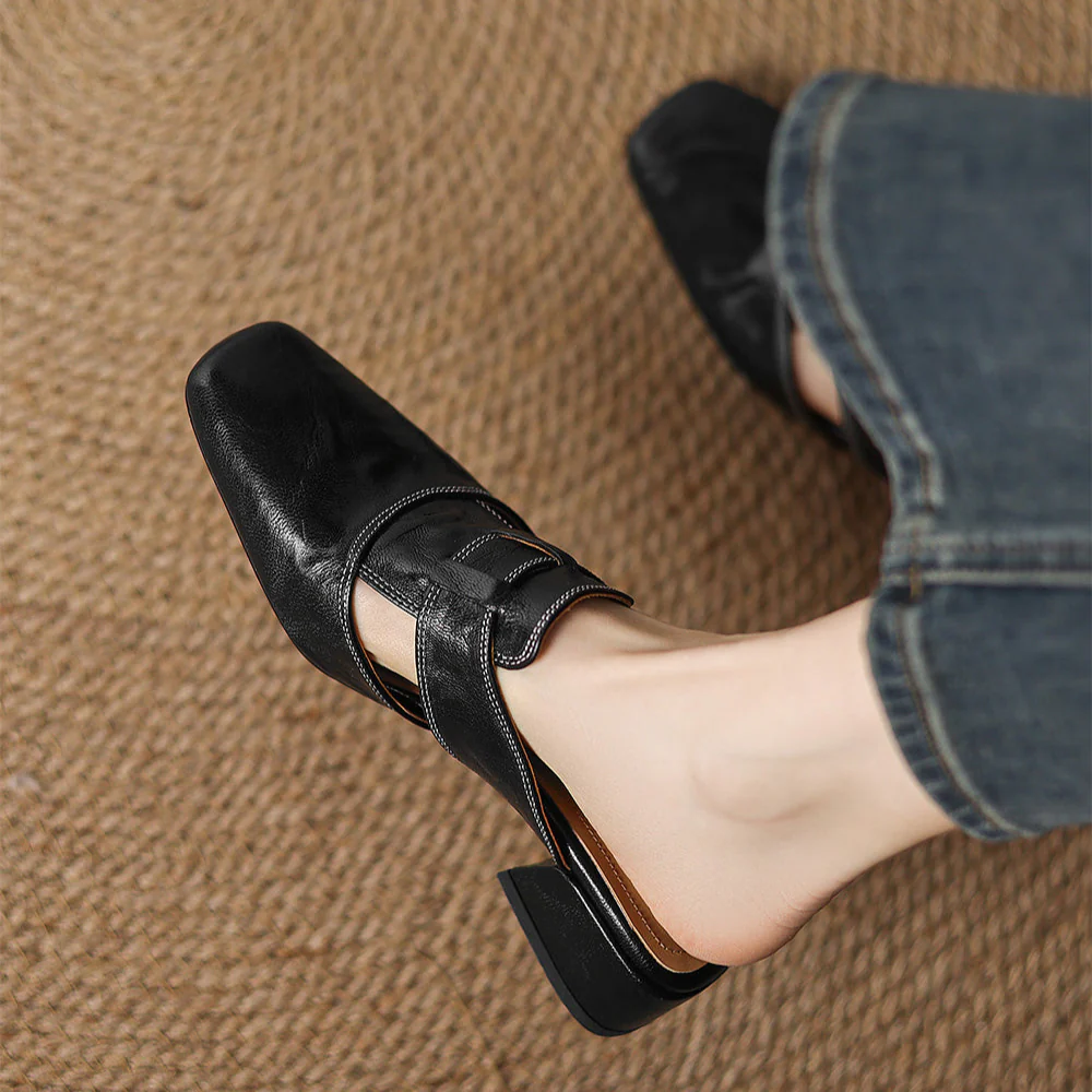 Ivora Genuine Leather Mules