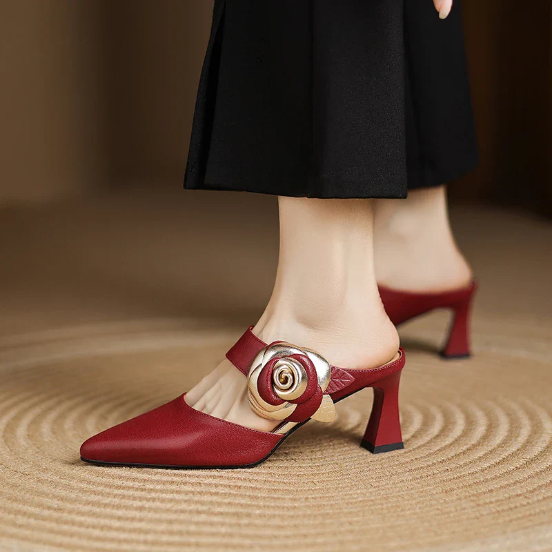 Garnet Genuine Leather Heels