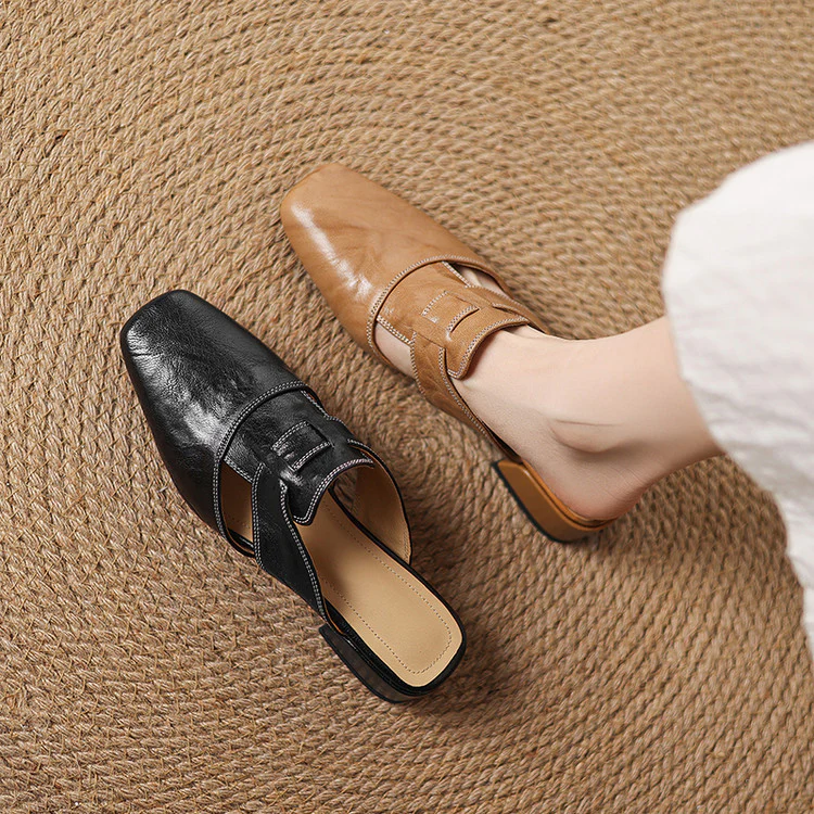 Ivora Genuine Leather Mules
