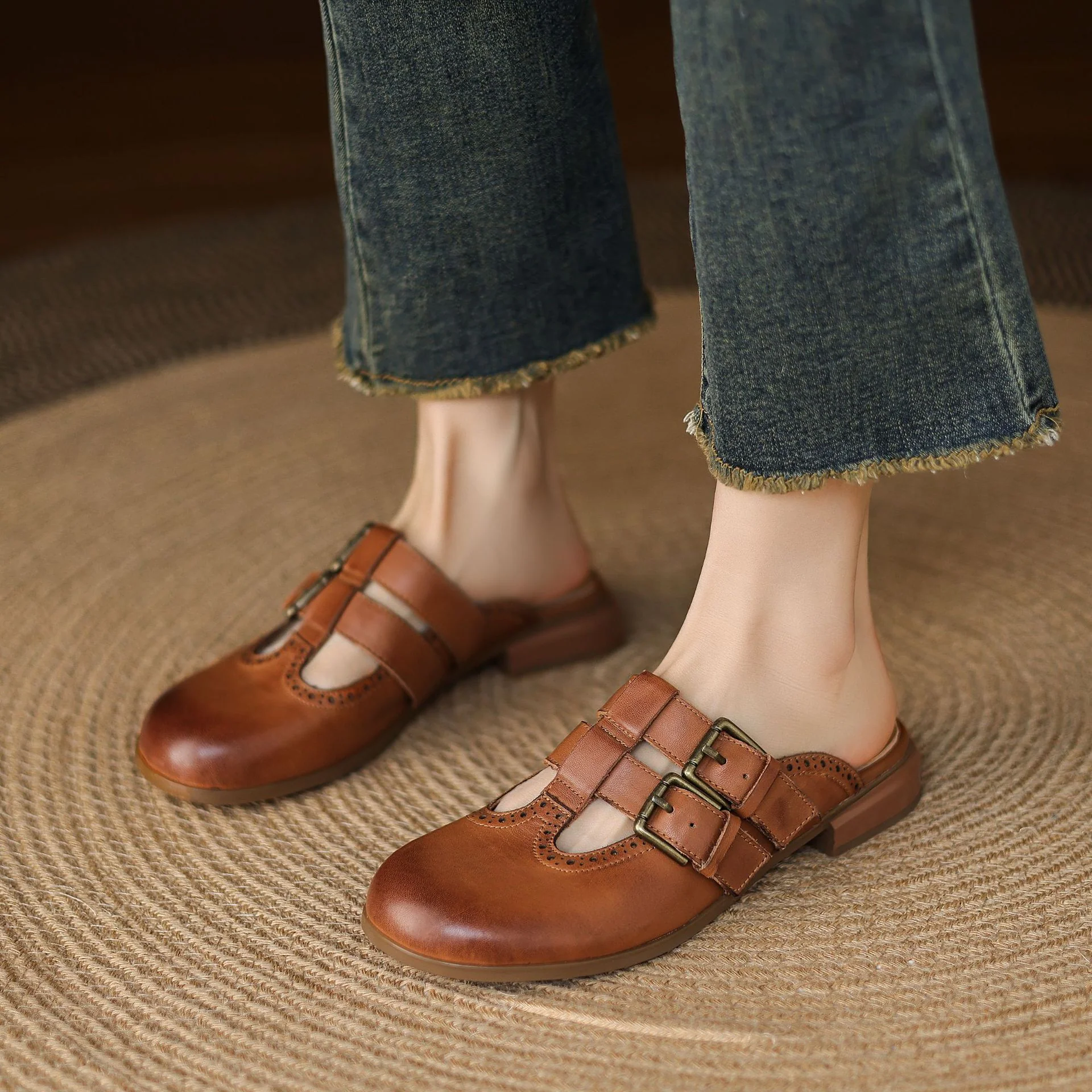 Elin Genuine Leather Mules