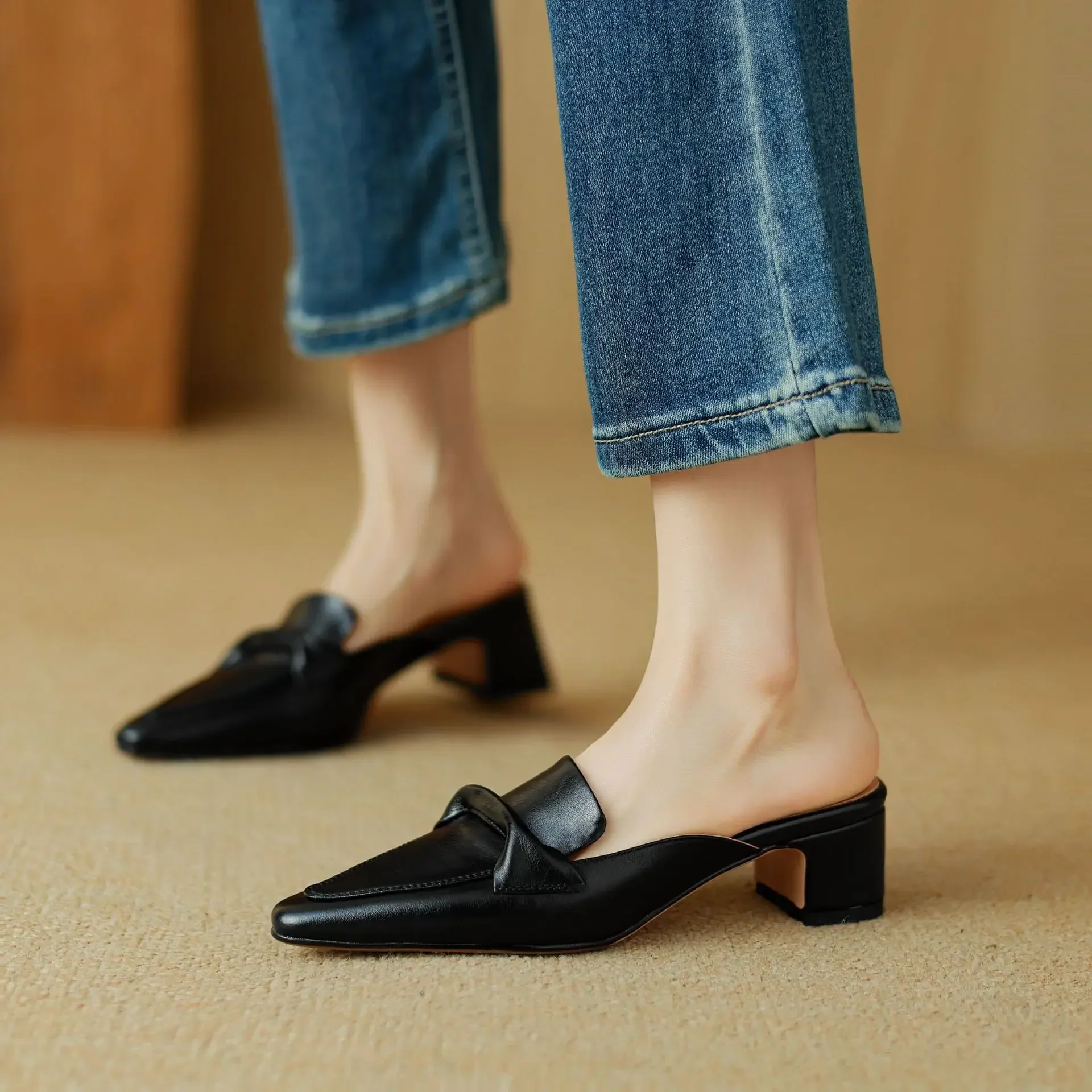 Alaya Genuine Leather Mules