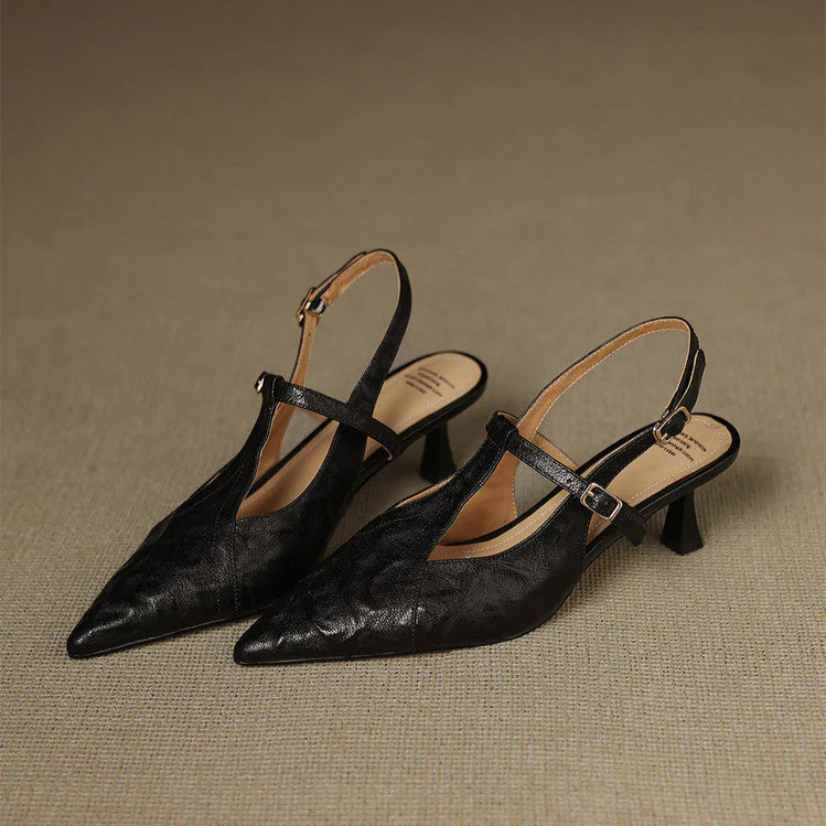 Noir Genuine Leather Heels