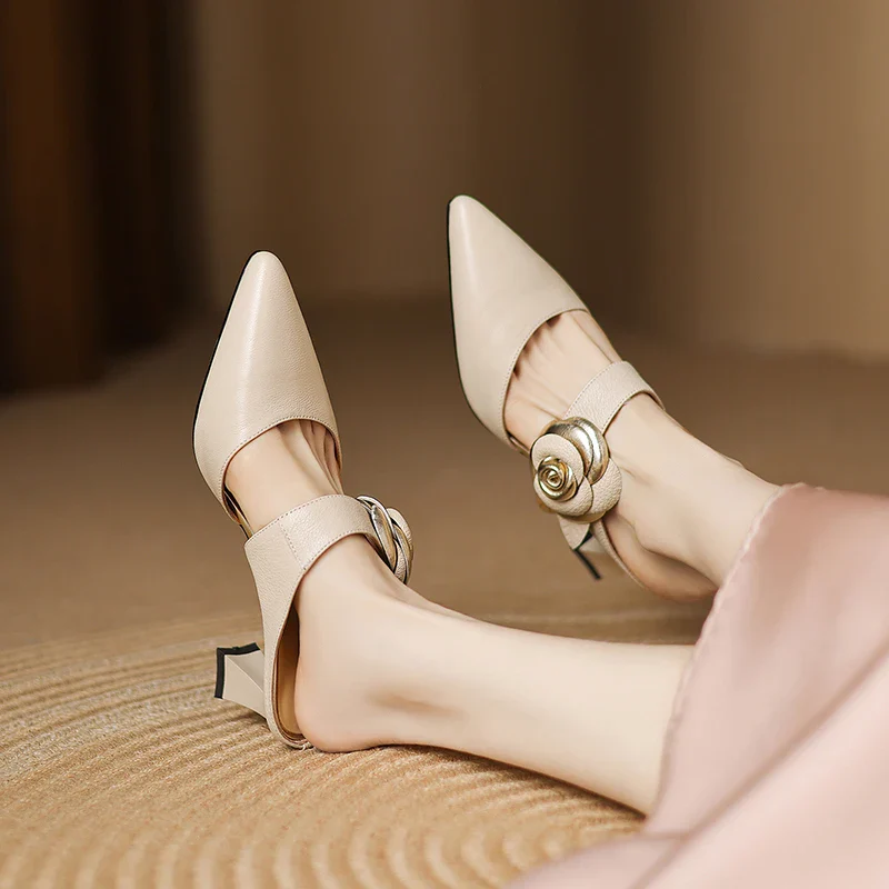 Garnet Genuine Leather Heels