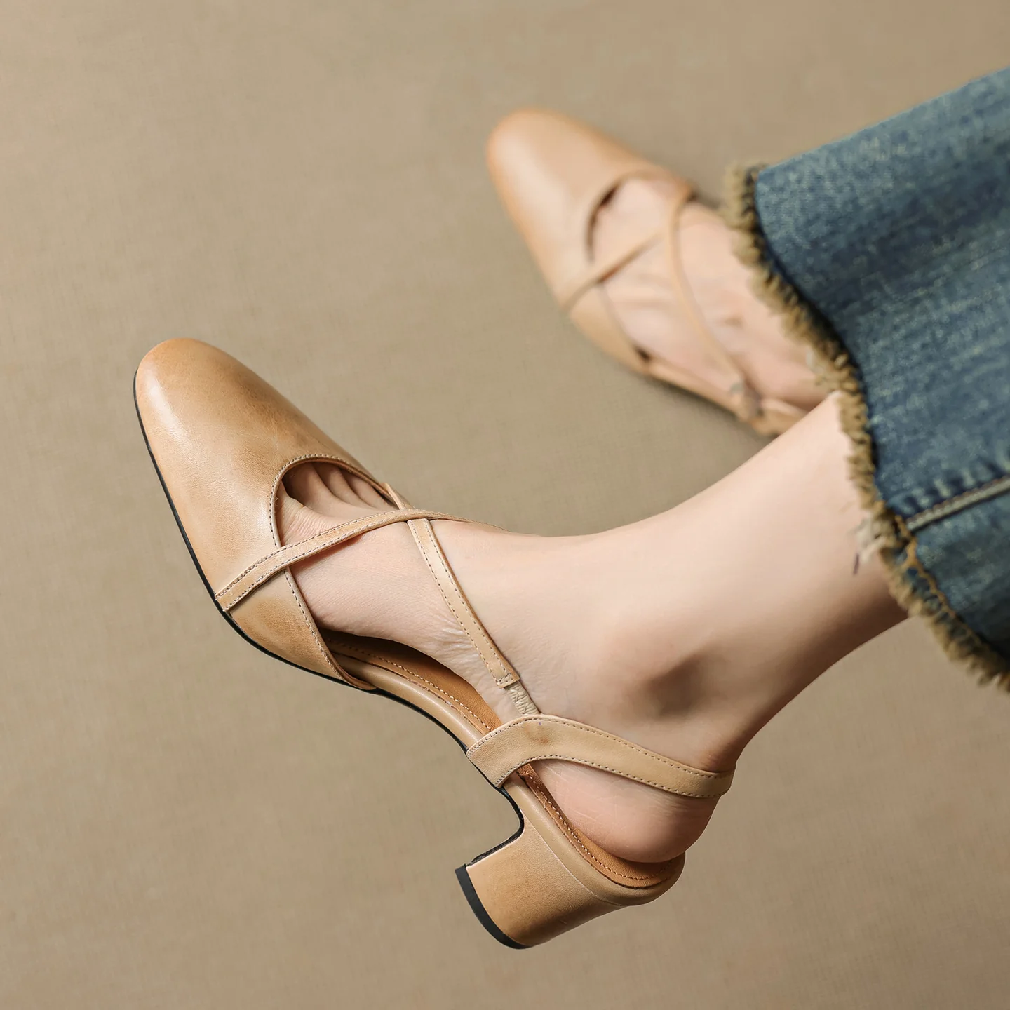 Blenza Genuine Leather Slingbacks