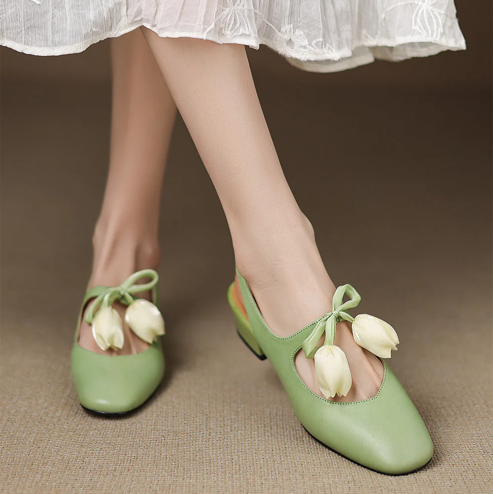 Tulip Genuine Leather Slingbacks