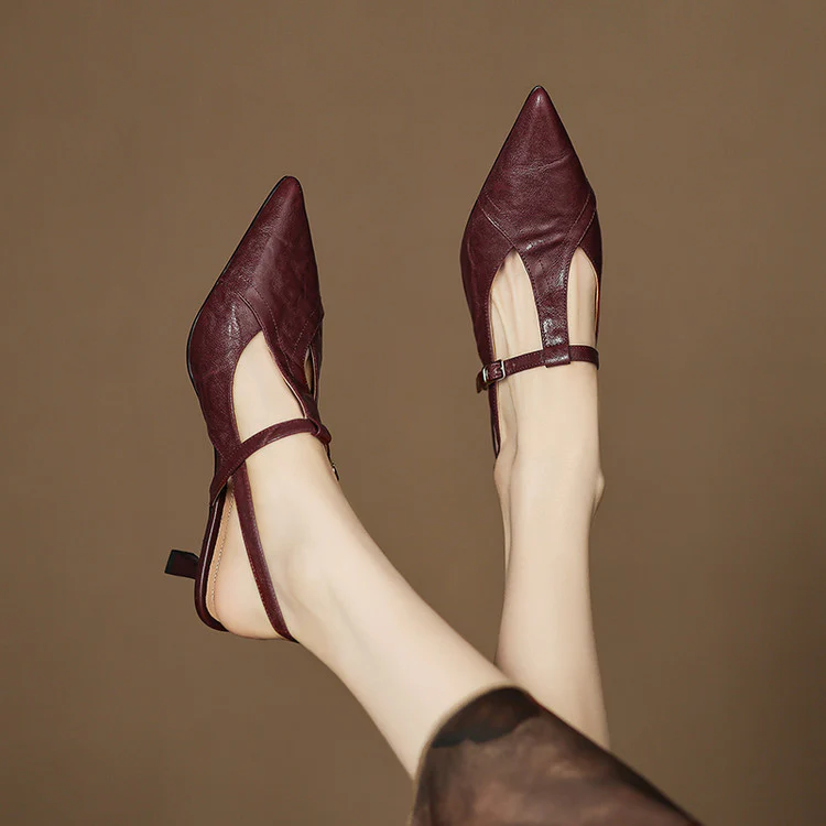 Noir Genuine Leather Heels