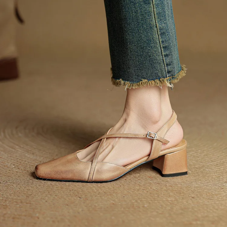 Elavie Genuine Leather Heels