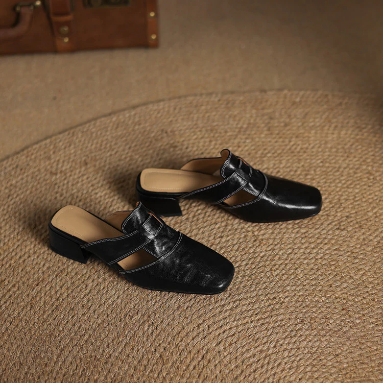 Ivora Genuine Leather Mules